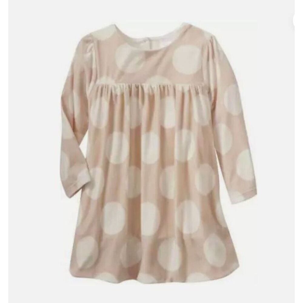 NEW Baby Gap kids girls dress 12 18 24 M tan cream polka dot bubble hem velour